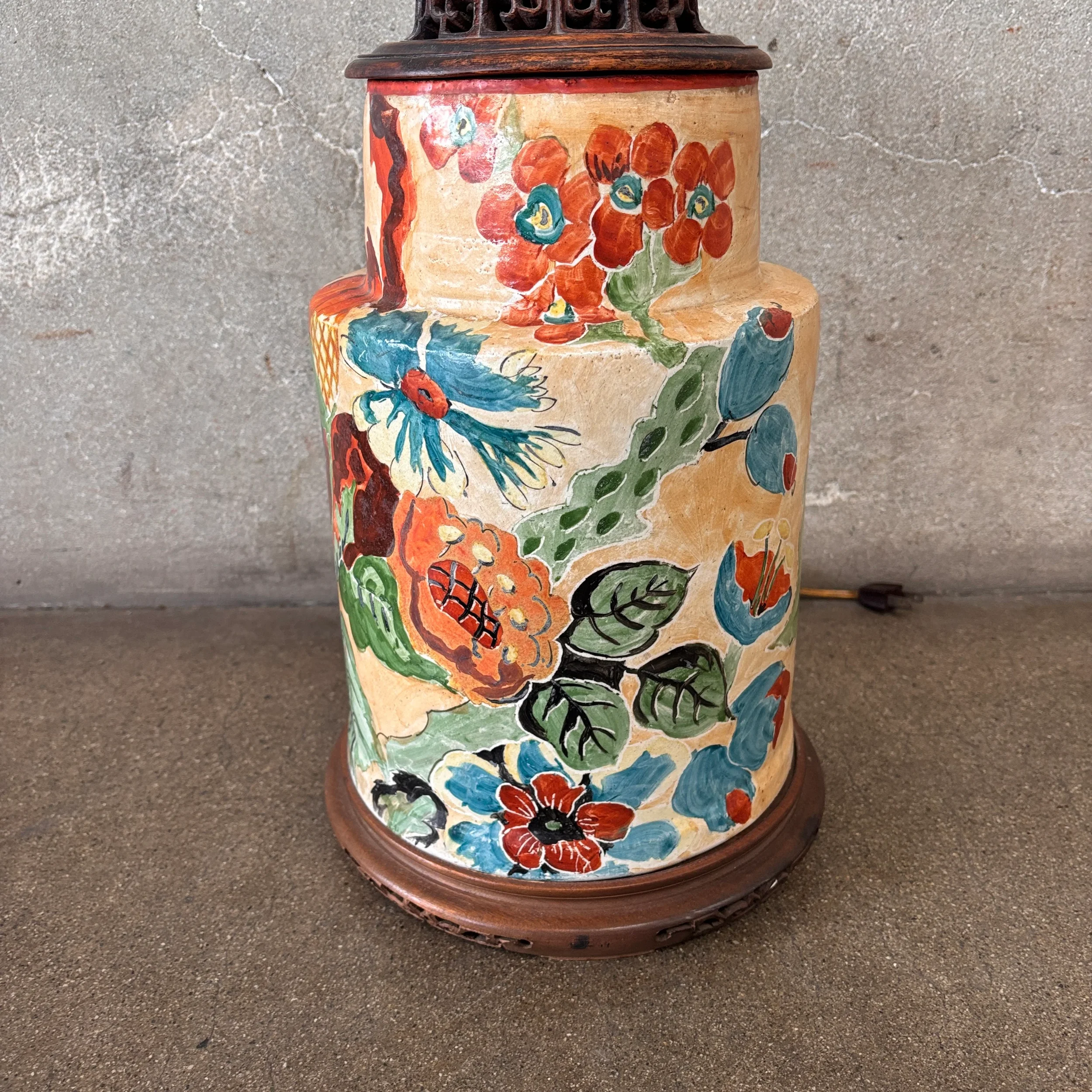 1920's Hand Painted Bauer Era Lamp 4.webp