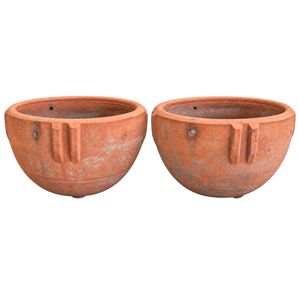 Medium Terracotta Bauer Indian bowl planters - Pair