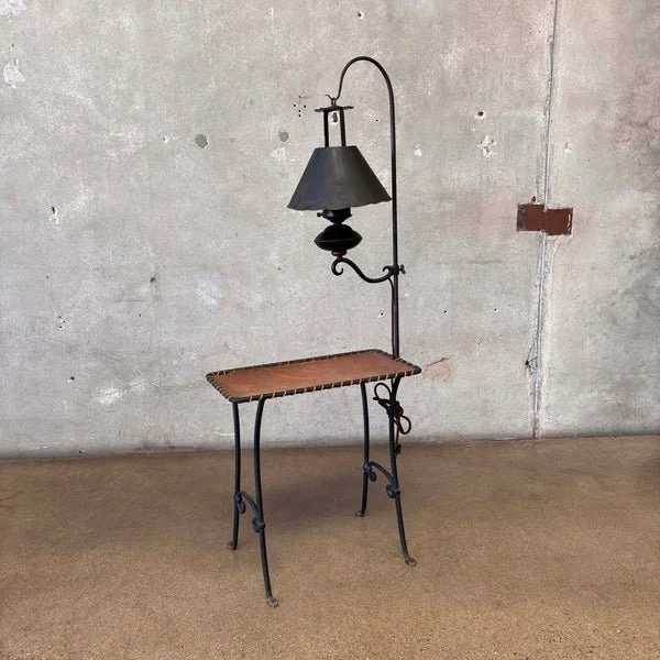 Monterey Furniture Early Wrought Iron Table w: Lamp 2.jpg