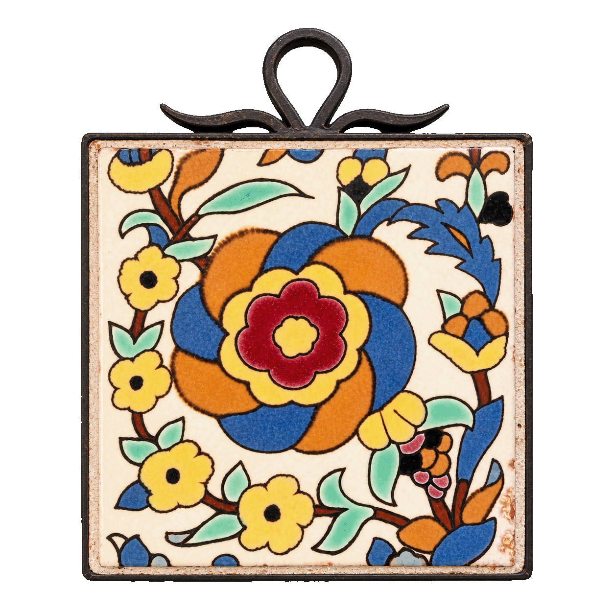 Malibu Floral Tile in Custom Iron Frame