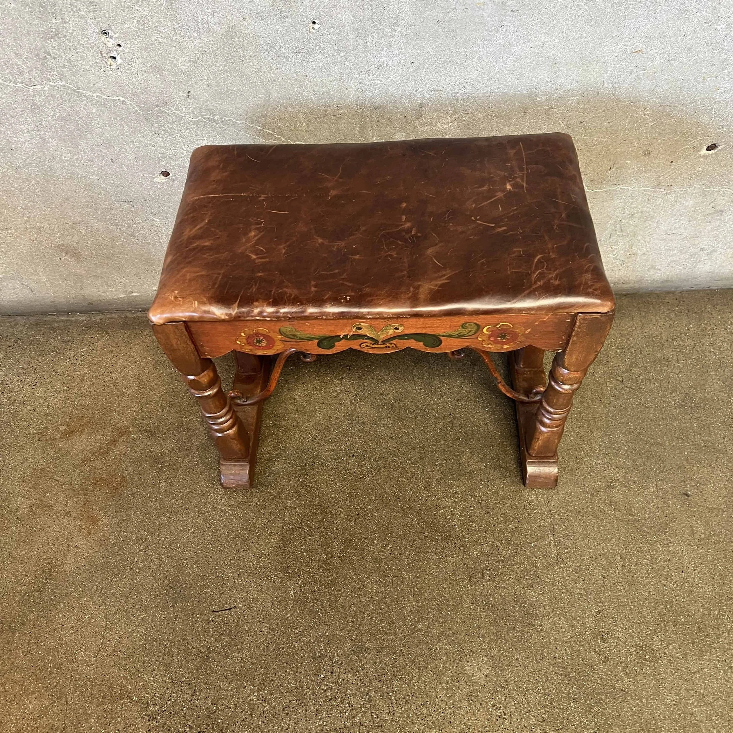 Monterey Furniture 1930's Bench Leather Top2.jpg
