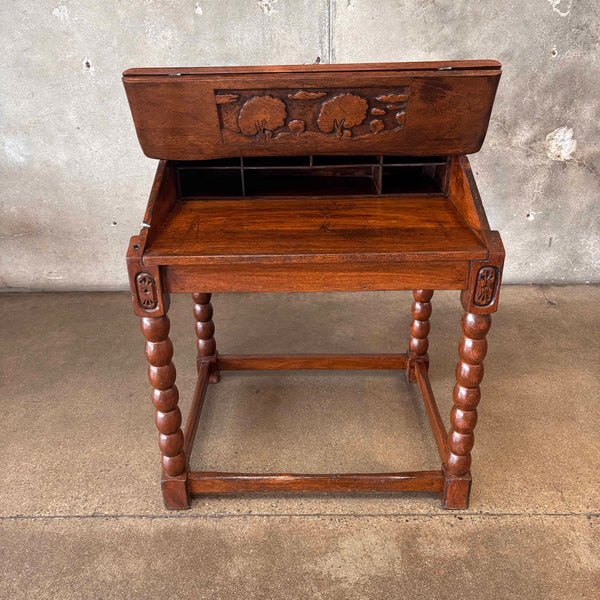WPA Era Desk - Carved Mahogany - Monterey Style 2.jpg