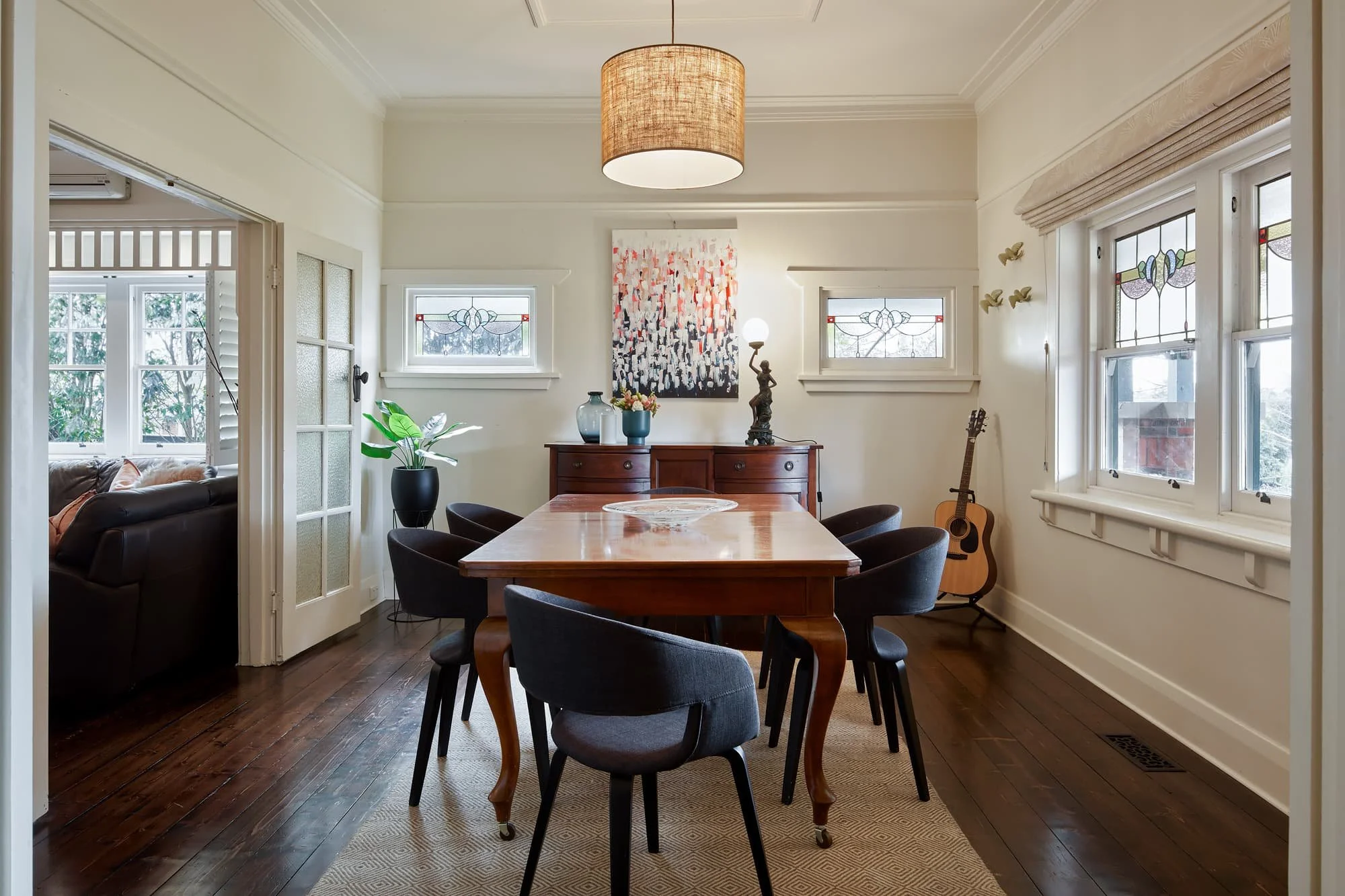 Elegant Dining Room Design with Stained Glass Windows Box Hill Melbourne