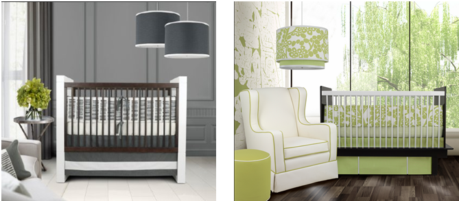 Modern nursery designs in grey and green colour schemes