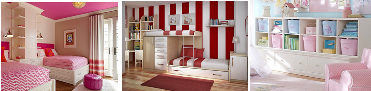 Girls bedroom ideas with pink colour schemes and smart storage