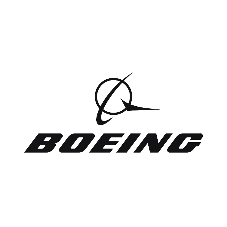 Boeing logo featuring a stylized jet and the company name.