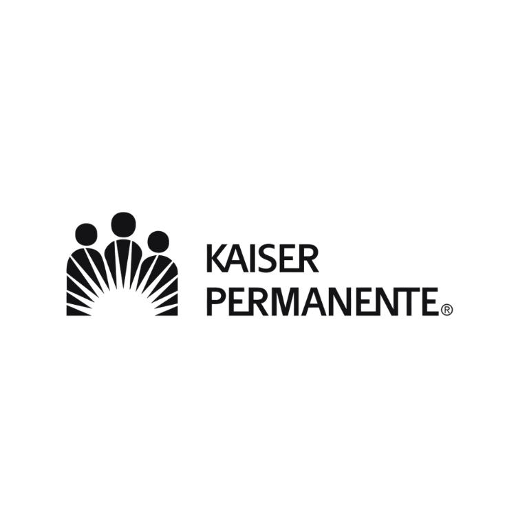 Kaiser Permanente logo featuring three stylized human figures with rays extending from beneath them, alongside the text 'KAISER PERMANENTE'.