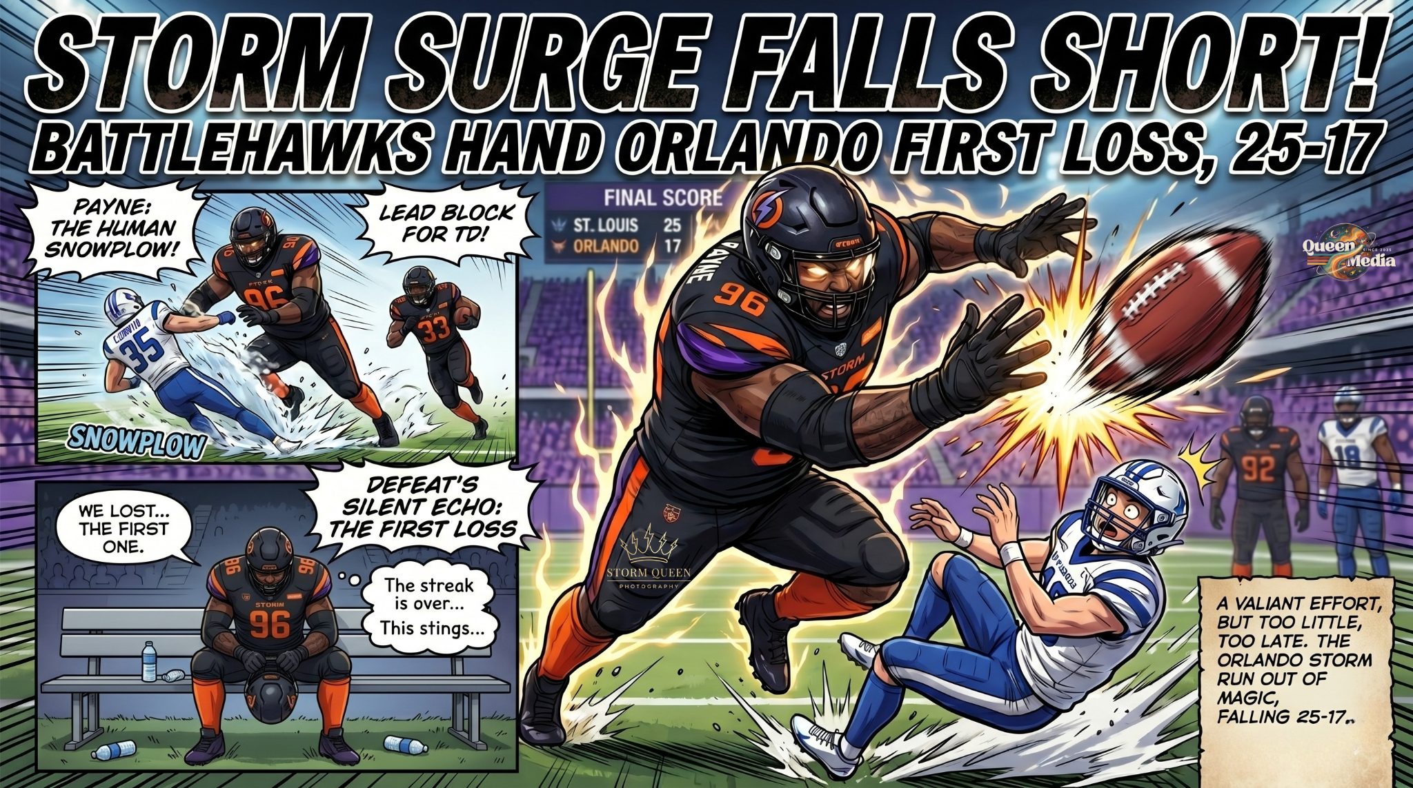 Storm Surge Falls Short: Battlehawks Hand Orlando Its First Loss, 25-17