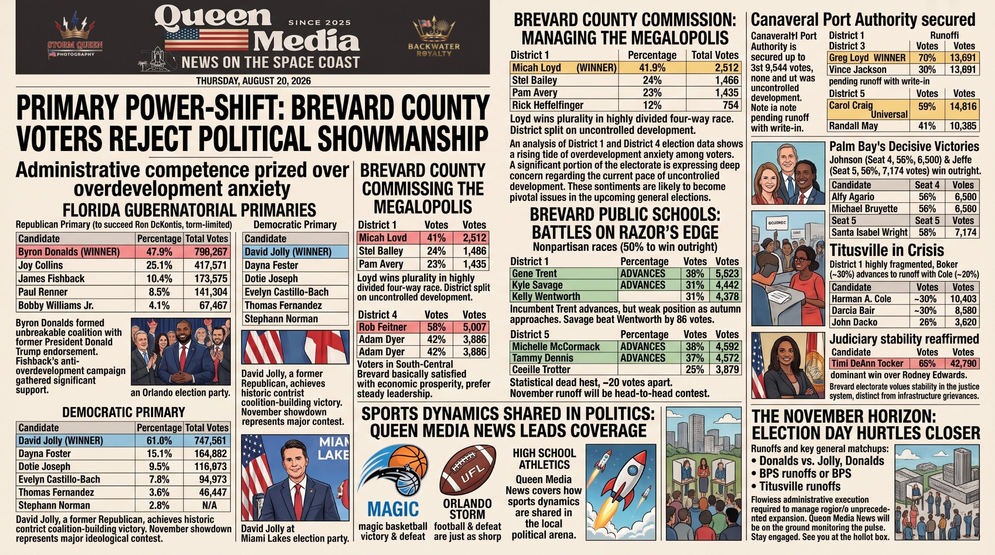 Queen Media News Exclusive: The 2026 Space Coast Primary Post-Mortem and the Fall Horizon