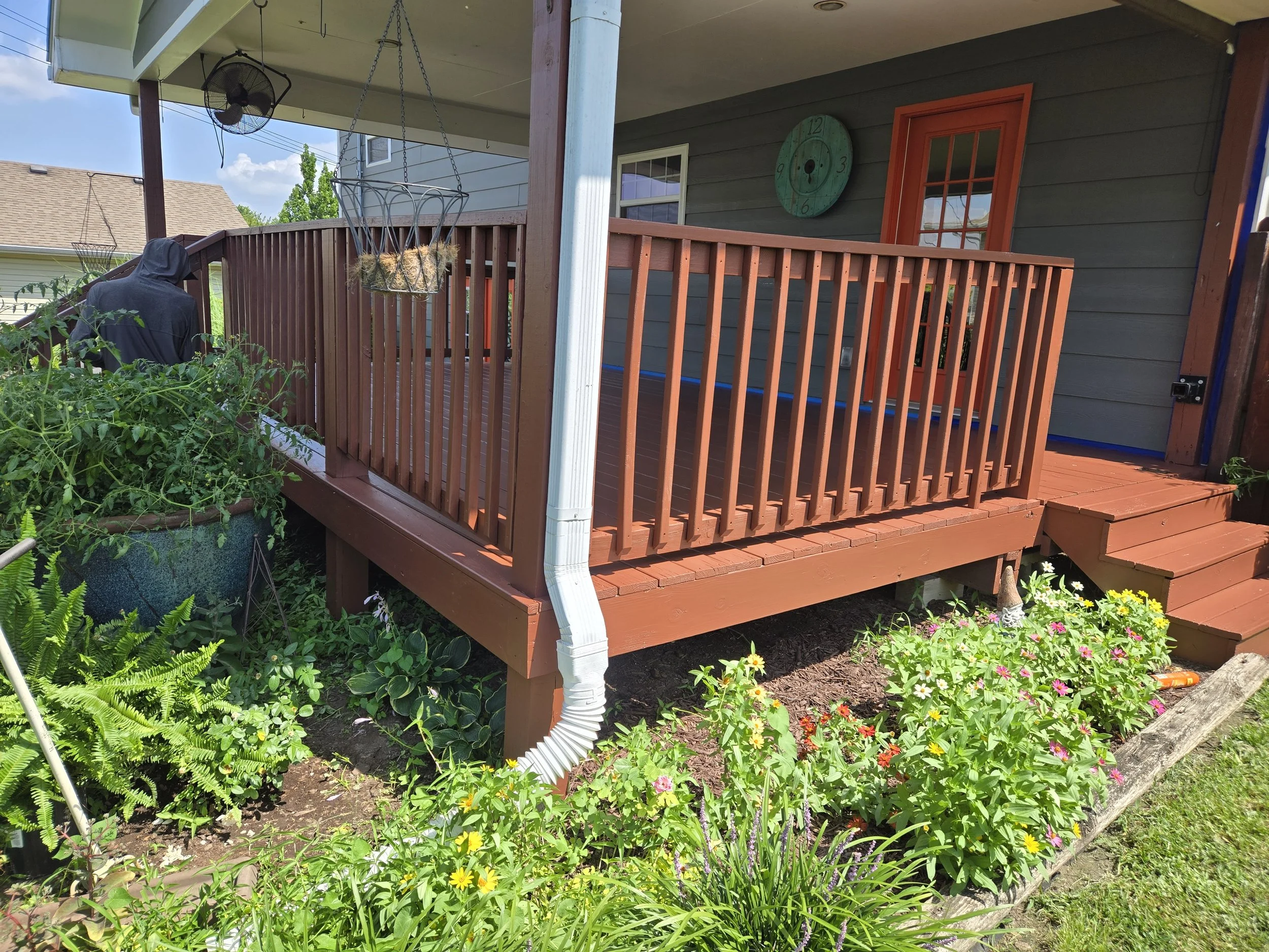Repainted deck with Forte from Sherwin Williams color matched