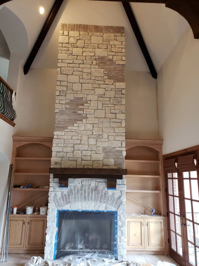 Painted brick fireplace in Joplin Mo.