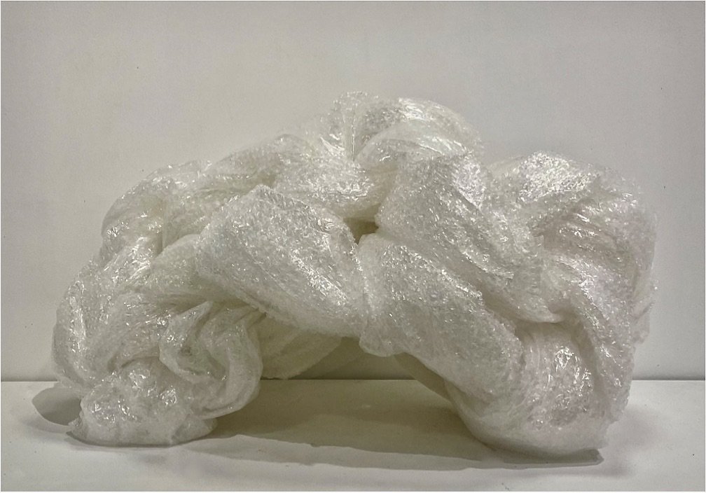 Mi Crisálida (My Chrysalis), Bubble wrap, 23x16x14in, 2025.