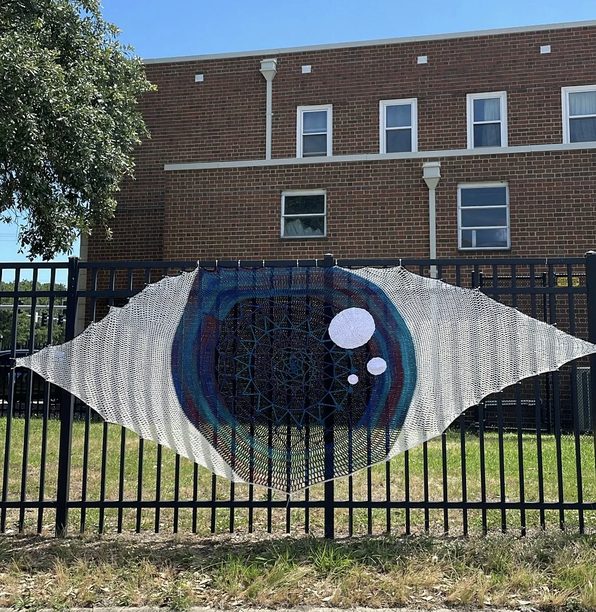 Eye Was Here, Acrylic fiber, 5x10ft, 2020.