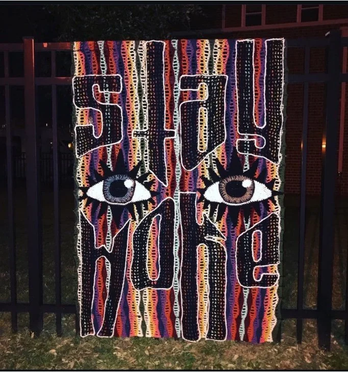Stay Woke, Acrylic fiber, 6x4ft, 2018.