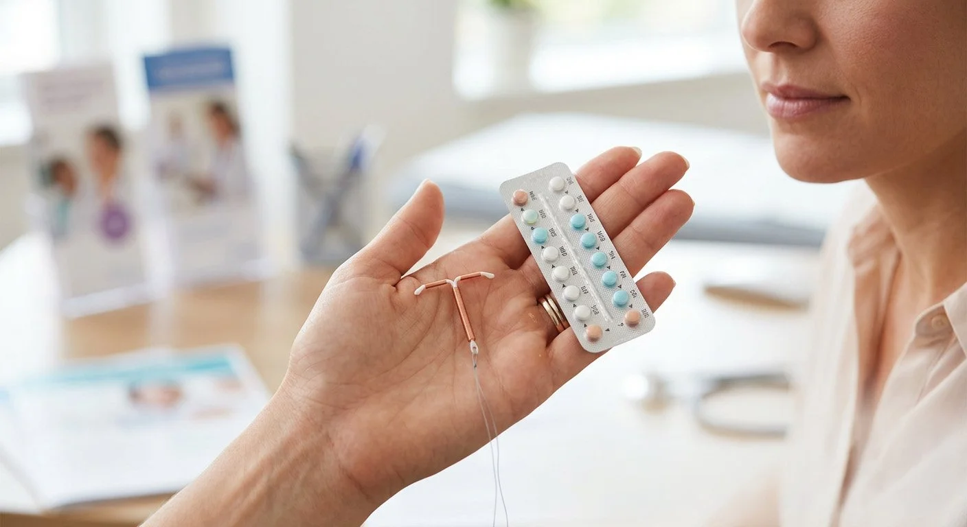 Woman discussing birth control implant vs IUD options with an OB GYN