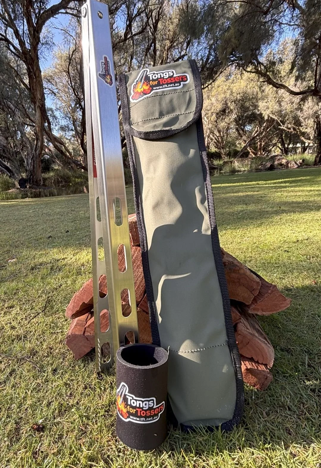 Fire management, Safety Tongs for lifting burning wood at campsite