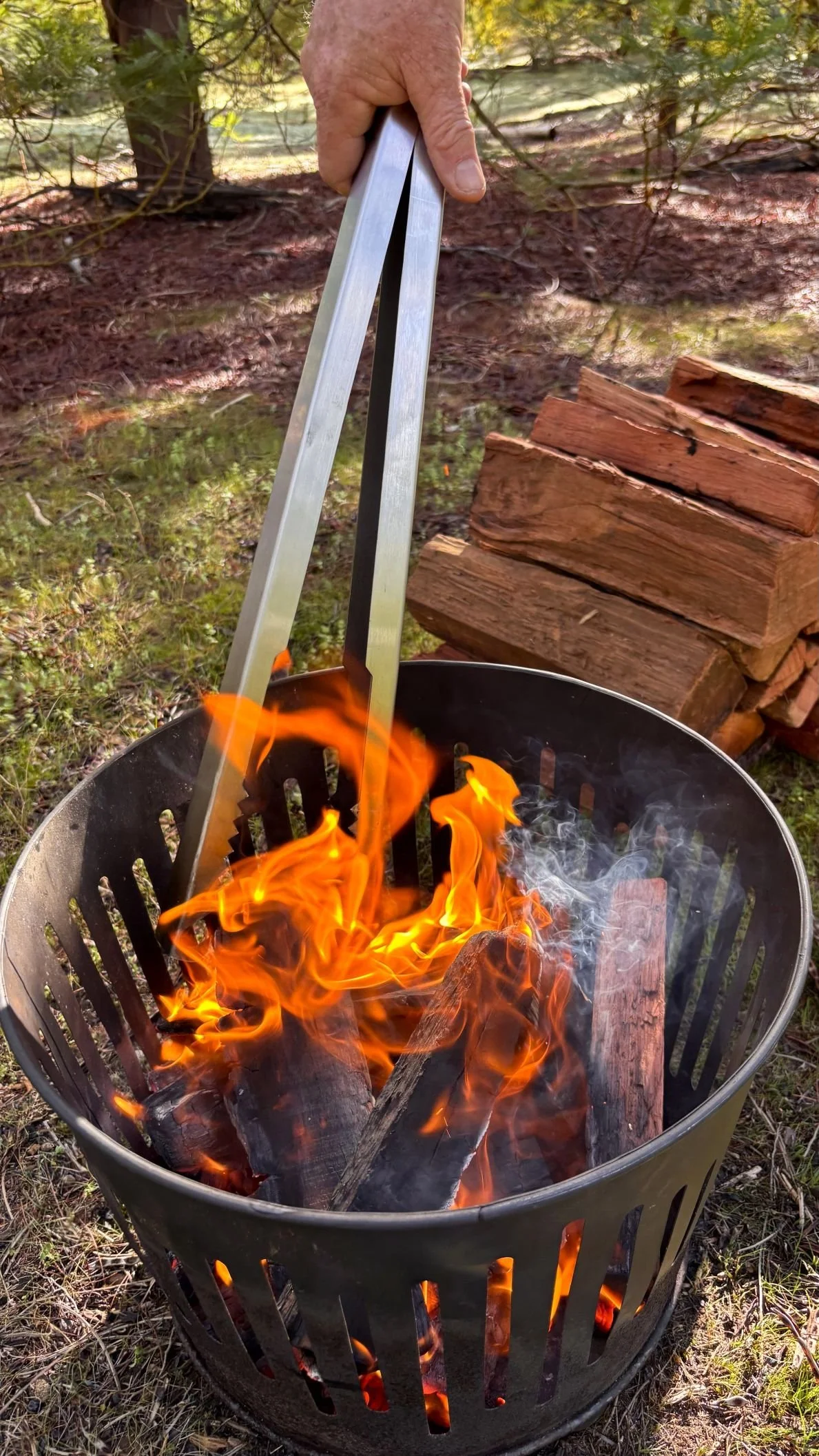 Great looking fire tongs on Fathers Day, Tongs for Tossers, strong and durable
