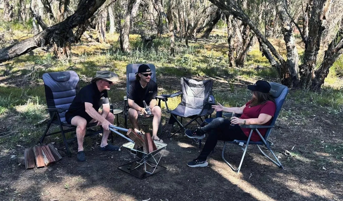 Tongs for Tossers at a campfire with friends
