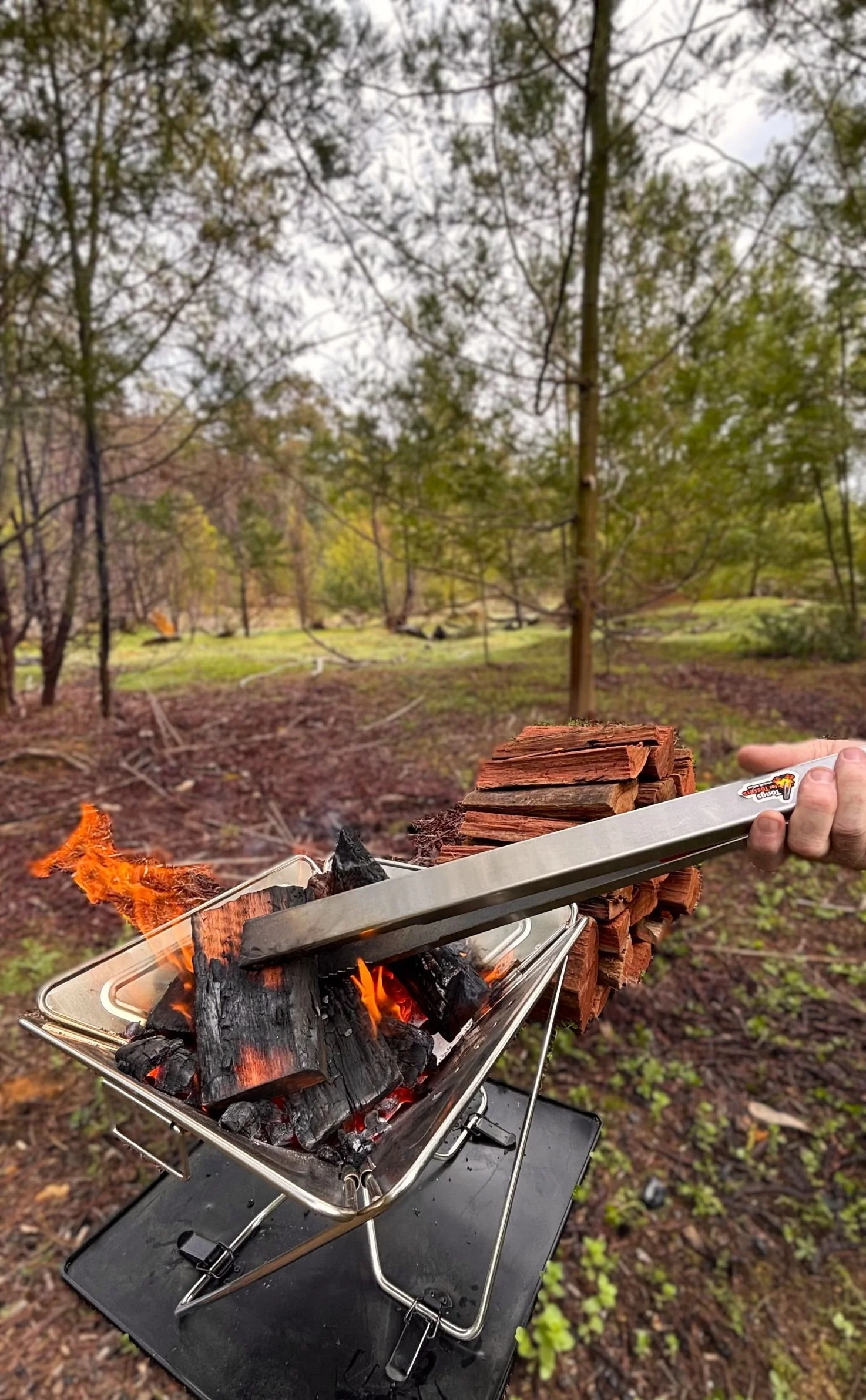 Tongs for Tossers Campfire fire Tongs tossing wood in a Campfire Pit