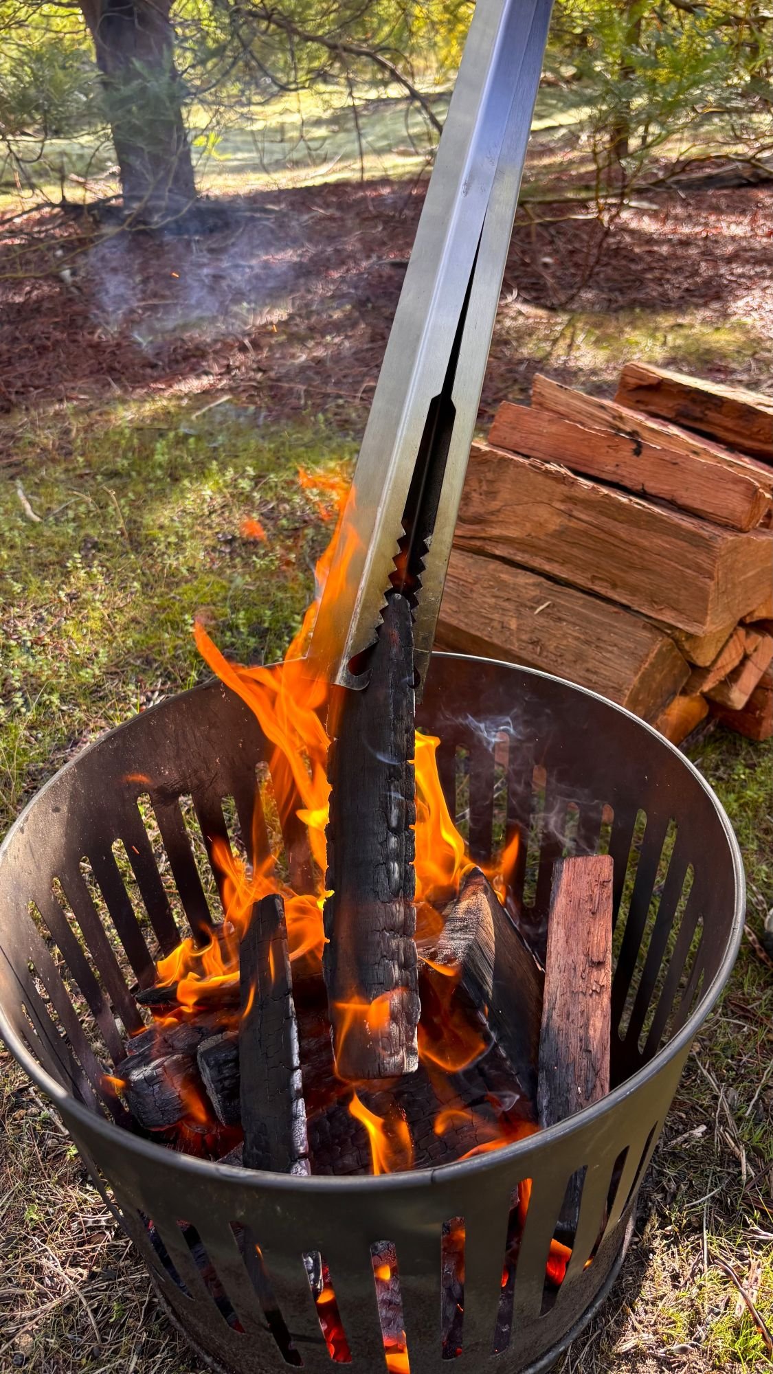 Tongs for Tossers Campfire tongs for fire pit or candelabra on Fathers Day
