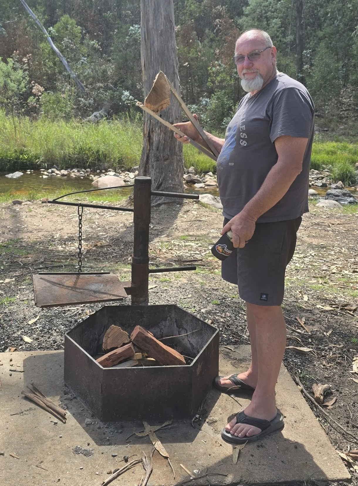 Tongs for Tossers at a campfire with friends