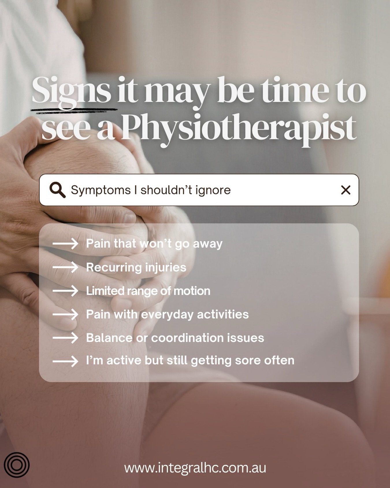 Sometimes we ignore the little signs our body gives us &mdash; hoping they&rsquo;ll just go away on their own. ⚠️

But ongoing discomfort, stiffness, reduced movement, or feeling like your body isn&rsquo;t working the way it used to are often signals