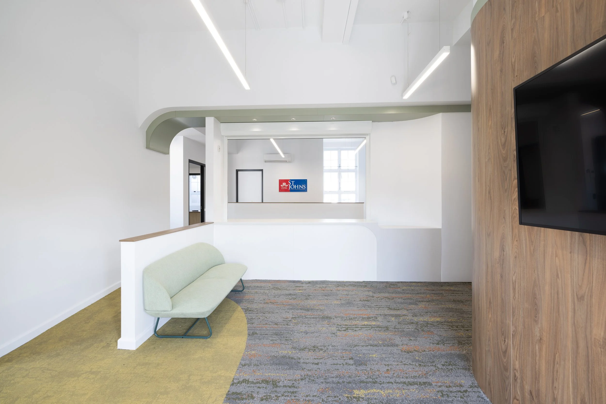 Completed commercial office fitout photographed by a Sydney construction photographer, showcasing modern workspaces and clean architectural finishes.