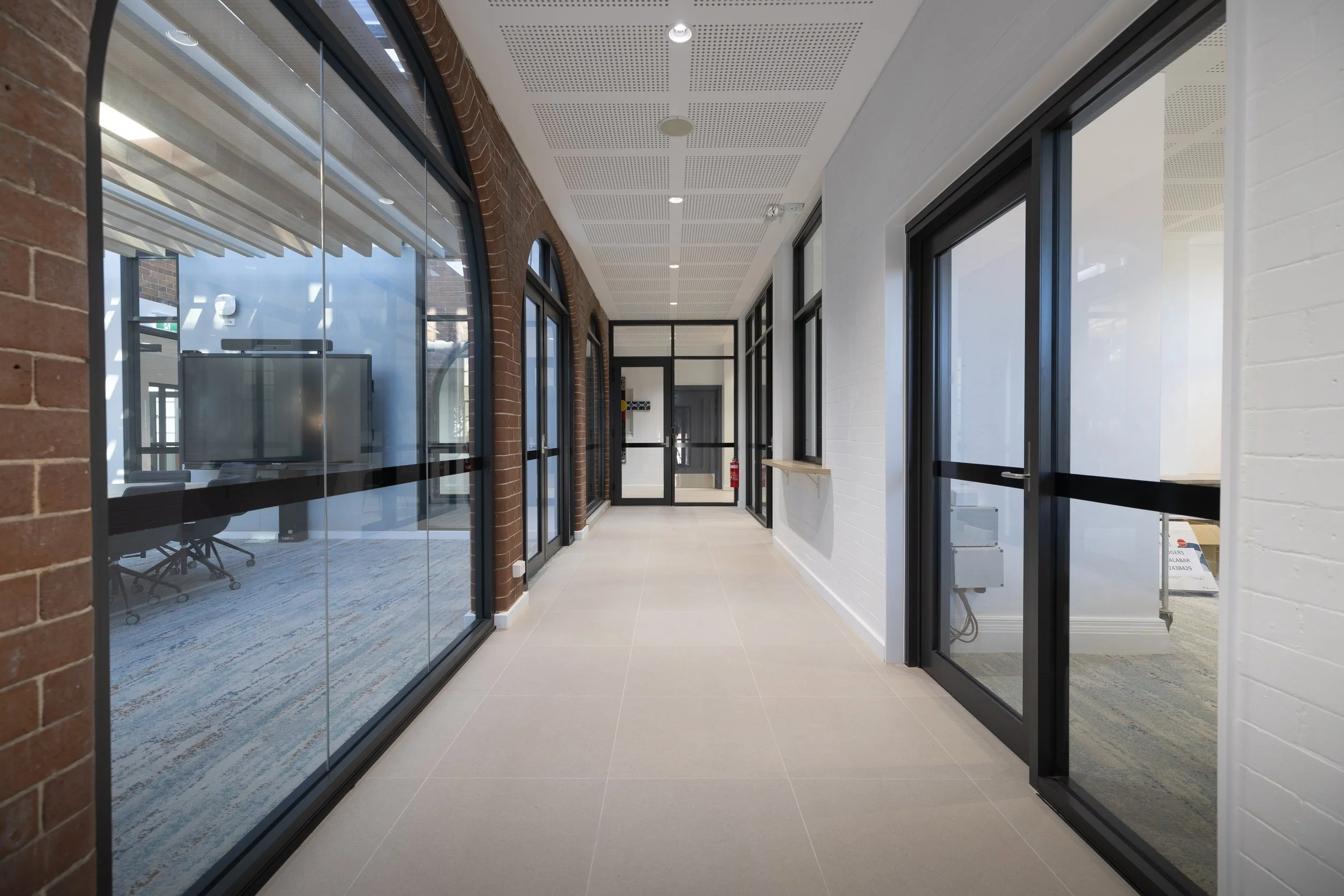 Construction completion photography of a modern office fitout in Sydney