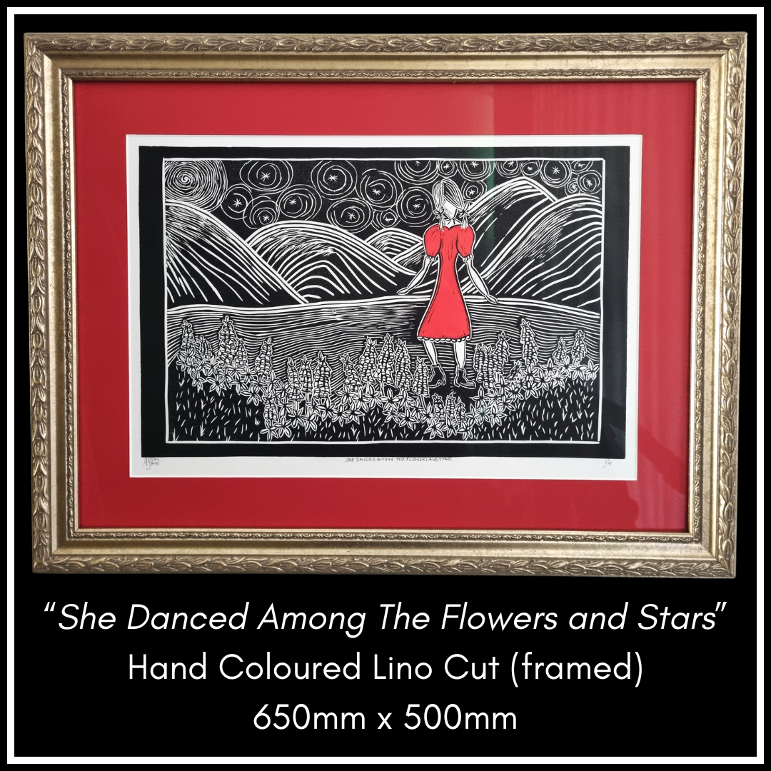 She Danced Among The Flowers and Stars (framed)