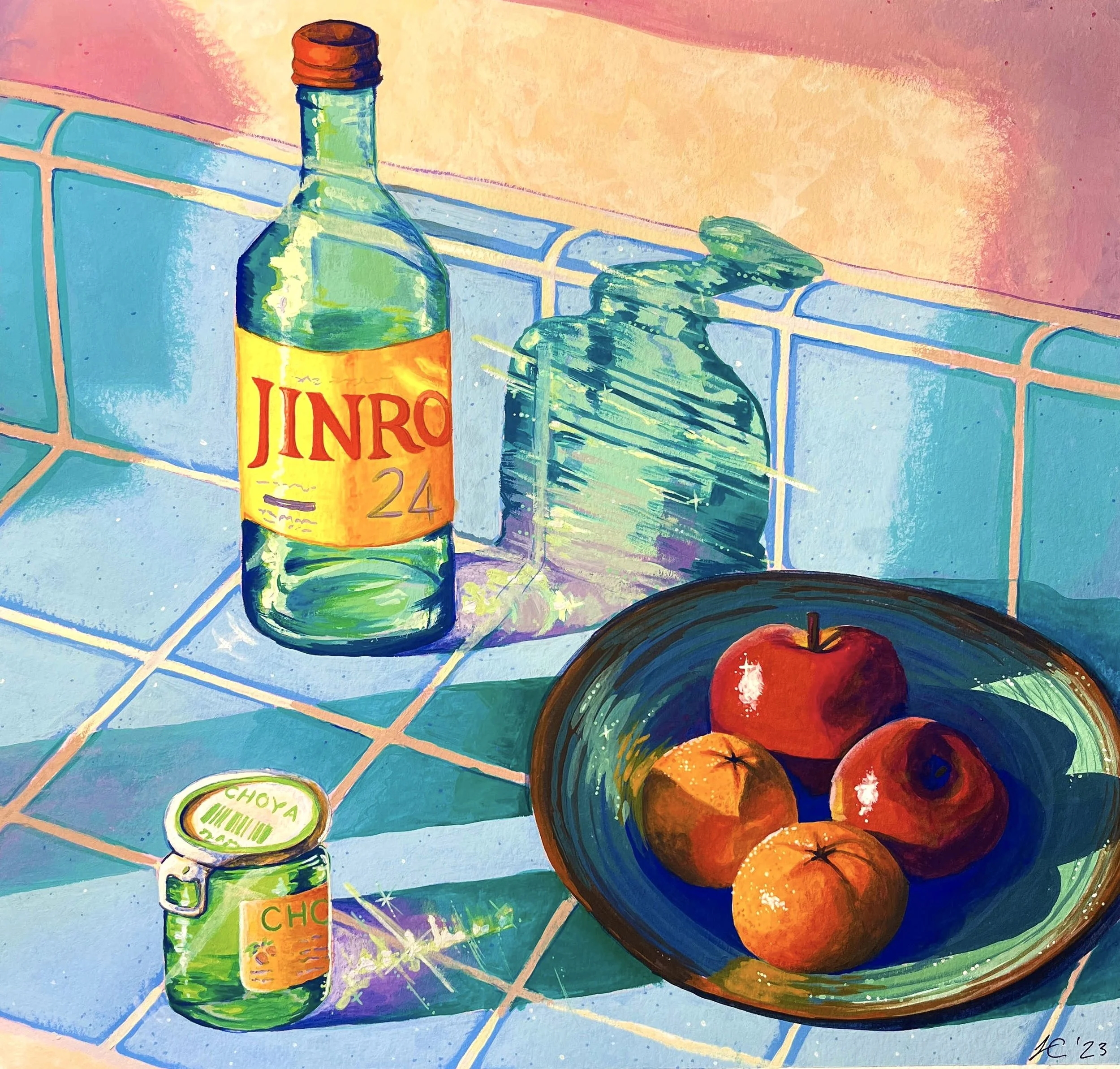 Kitchen counter, acrylic gouache, 10x12 in, 2023