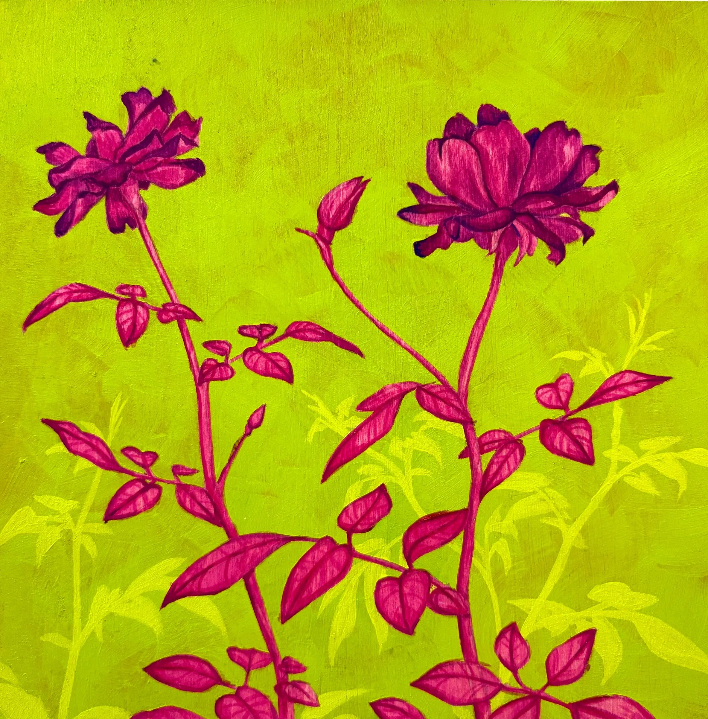 Rose garden, 8x8 in, acrylic on wood panel, 2025
