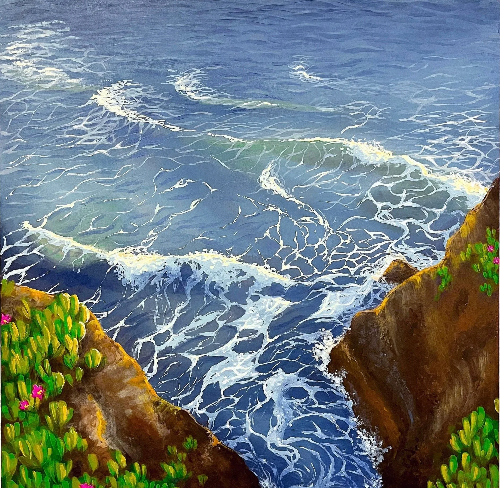 Rodeo Bay, 12x12 in, acrylic on panel, 2023