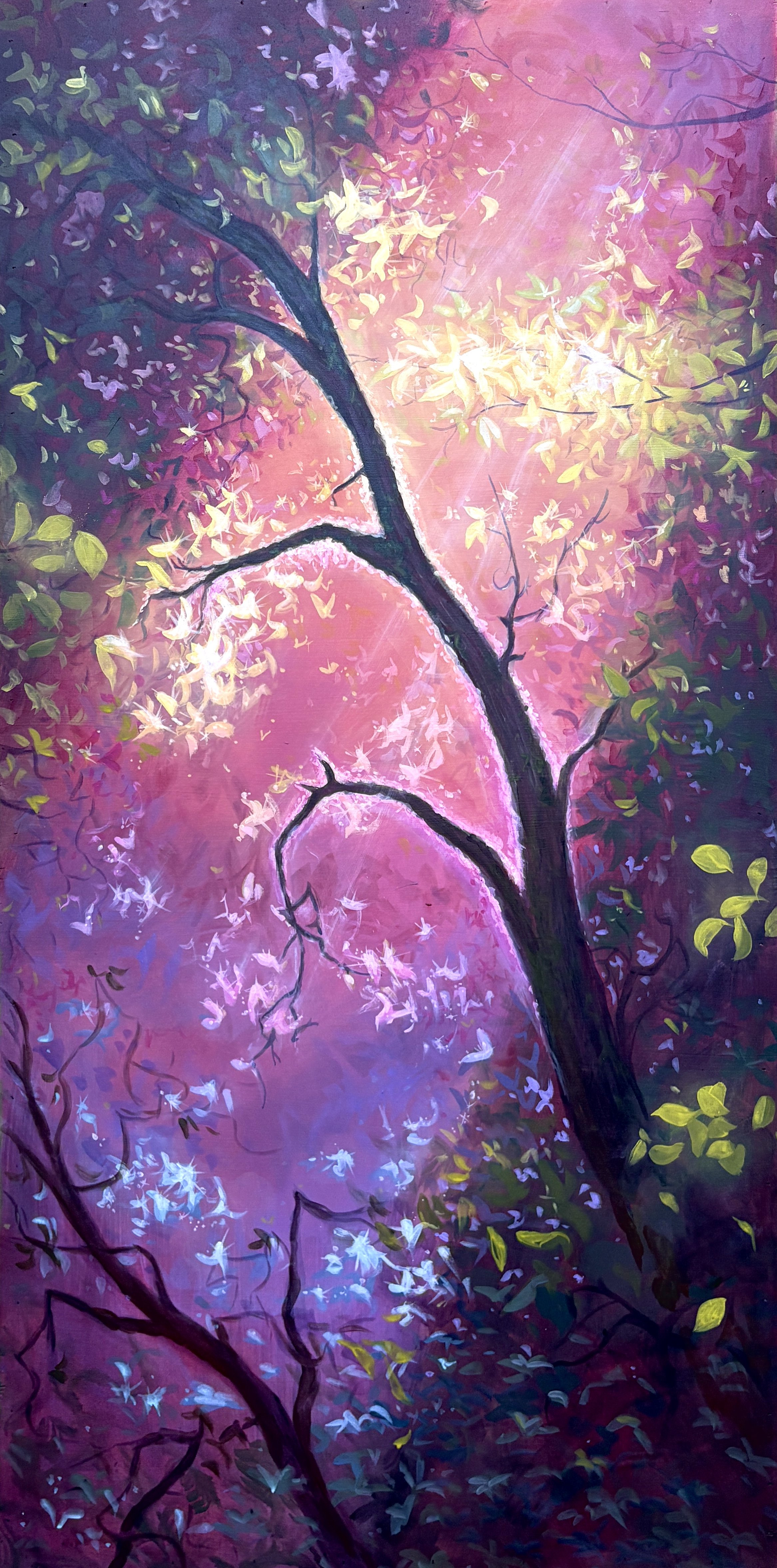 7am Spotlight, 24x48 in, acrylic on wood panel, 2026