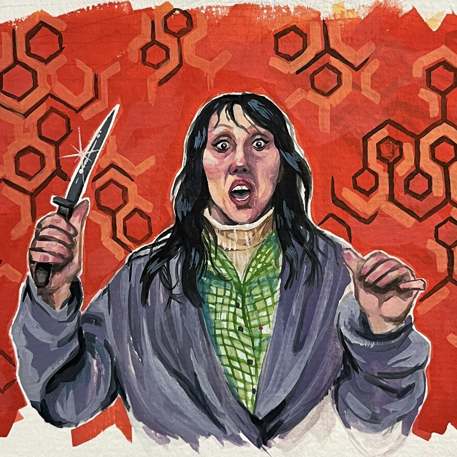 The Shining, gouache on paper, 5x7 in, 2023 