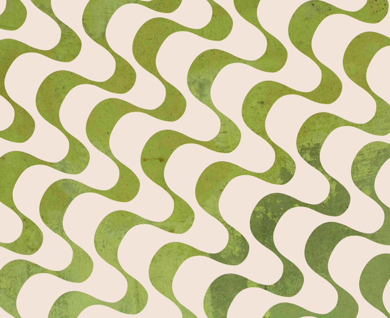 Wavy pattern in green on a beige background.