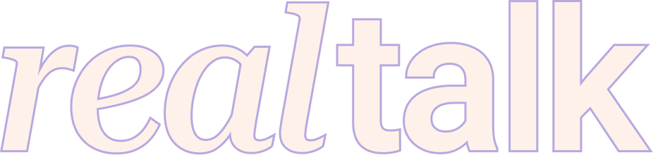The logo of 'realtalk' in stylized lowercase letters in white.