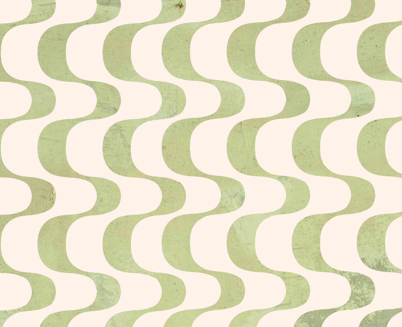 Pattern of wavy shapes in green on a light beige background.