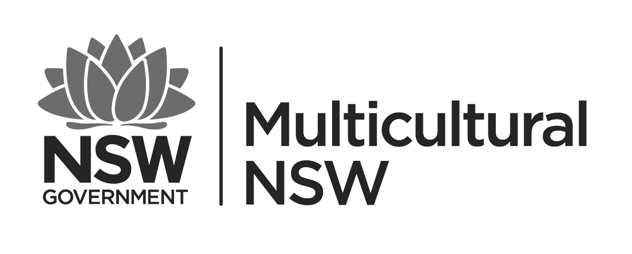 Logo for Multicultural NSW by the New South Wales Government, featuring a stylized lotus flower icon and text.