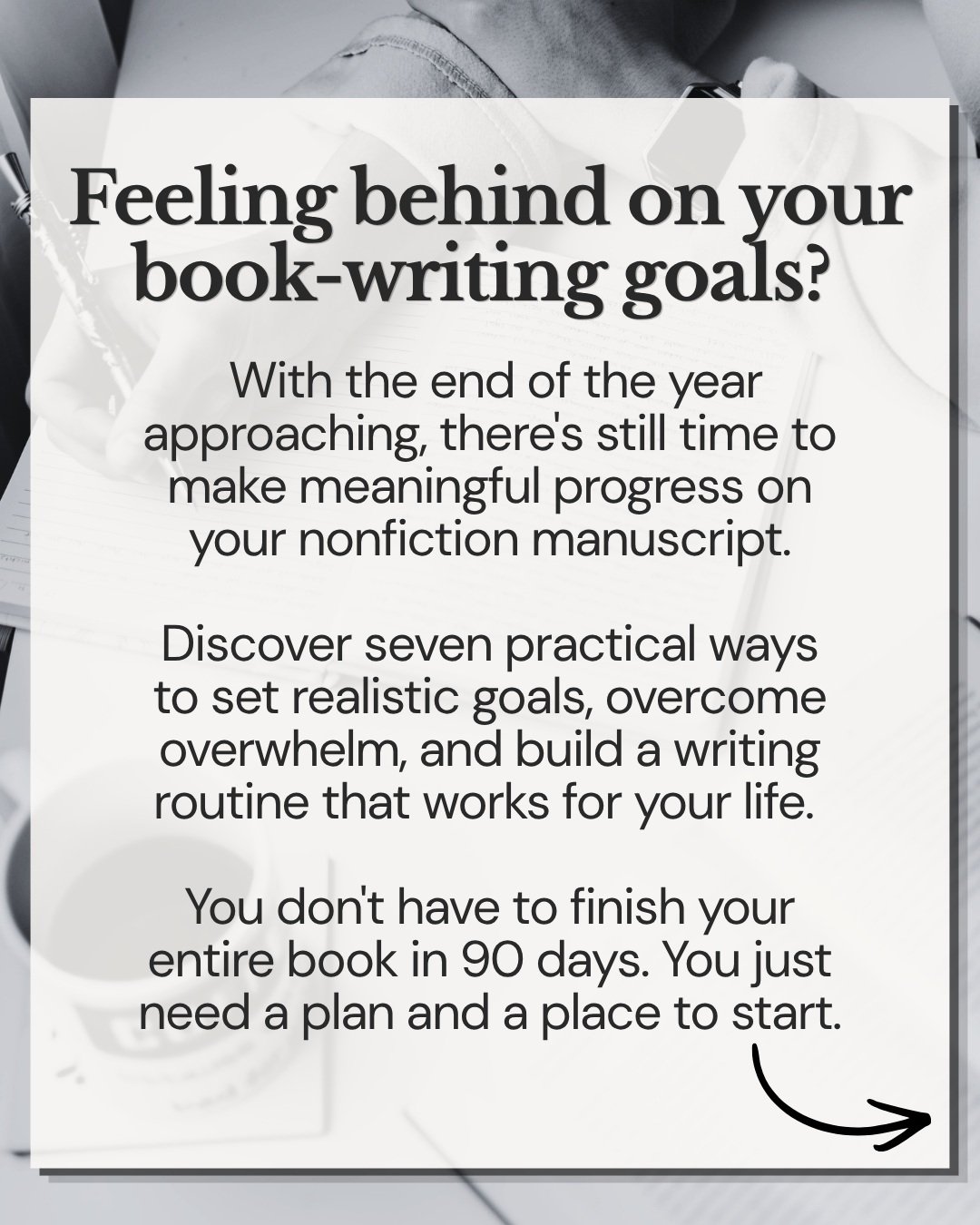 🍂 Still hoping to make progress on your book before the year ends?

If your nonfiction manuscript has been sitting on the back burner, you're not alone! Life gets busy, writing goals get pushed aside, and sometimes finding the time or motivation to 