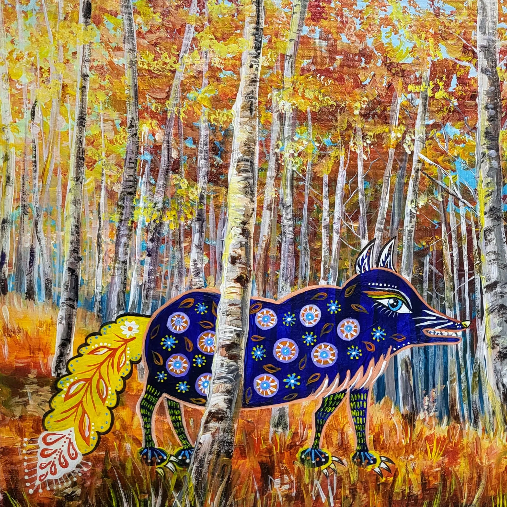  WATCHER IN THE FOREST  (2025)   37.9 x 37.9cm   acrylic on canvas