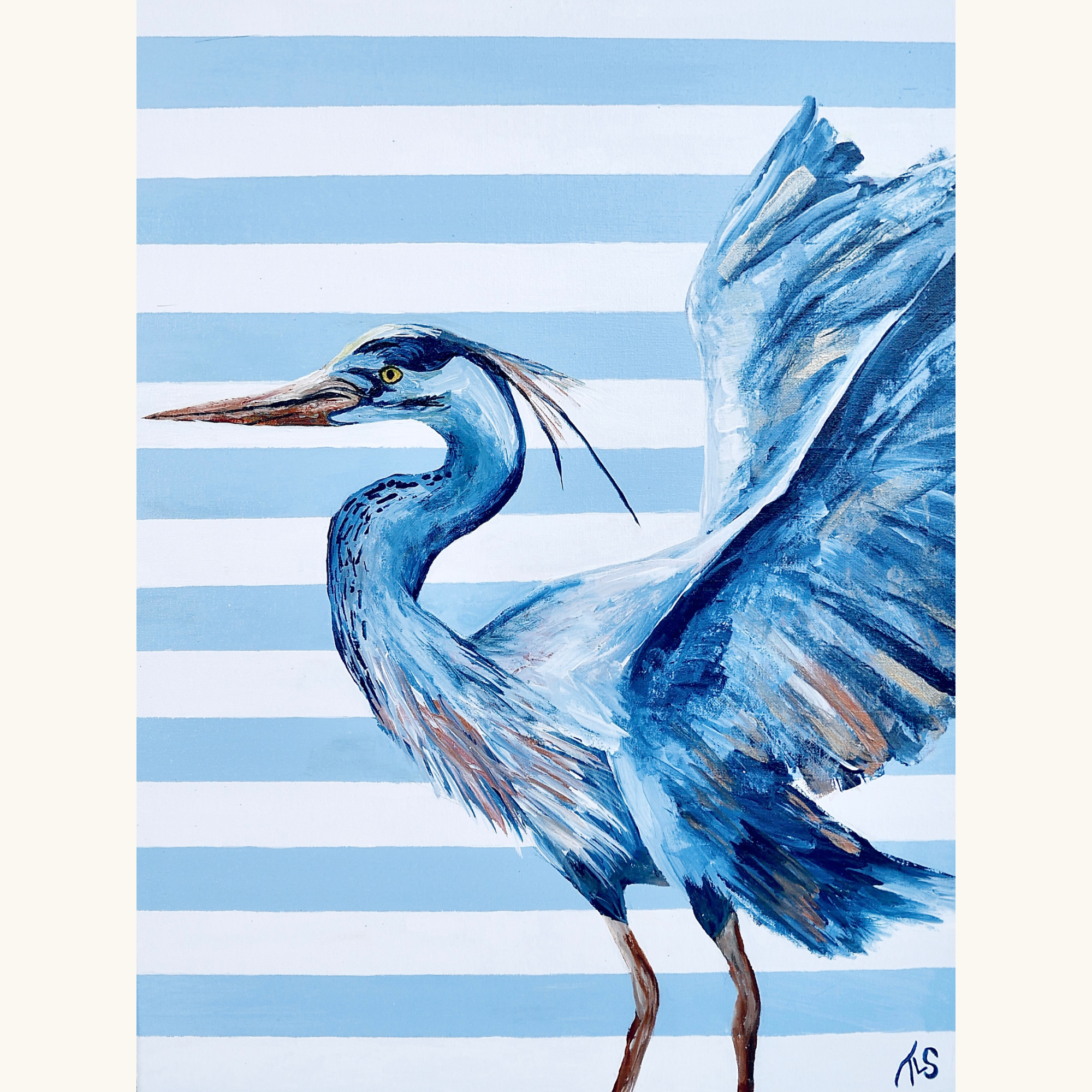 heron in blue (original)
