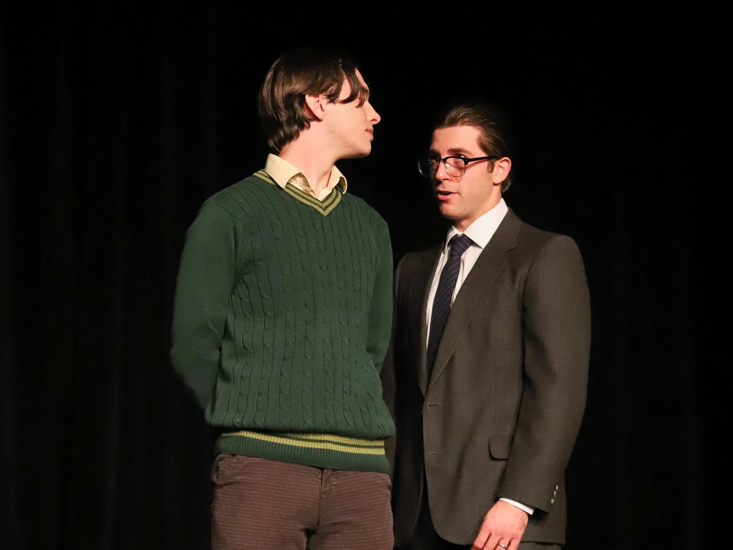Ryan Bagley as Haemon and Lucas Blakely as Creon. Photo by Chloe McDonald