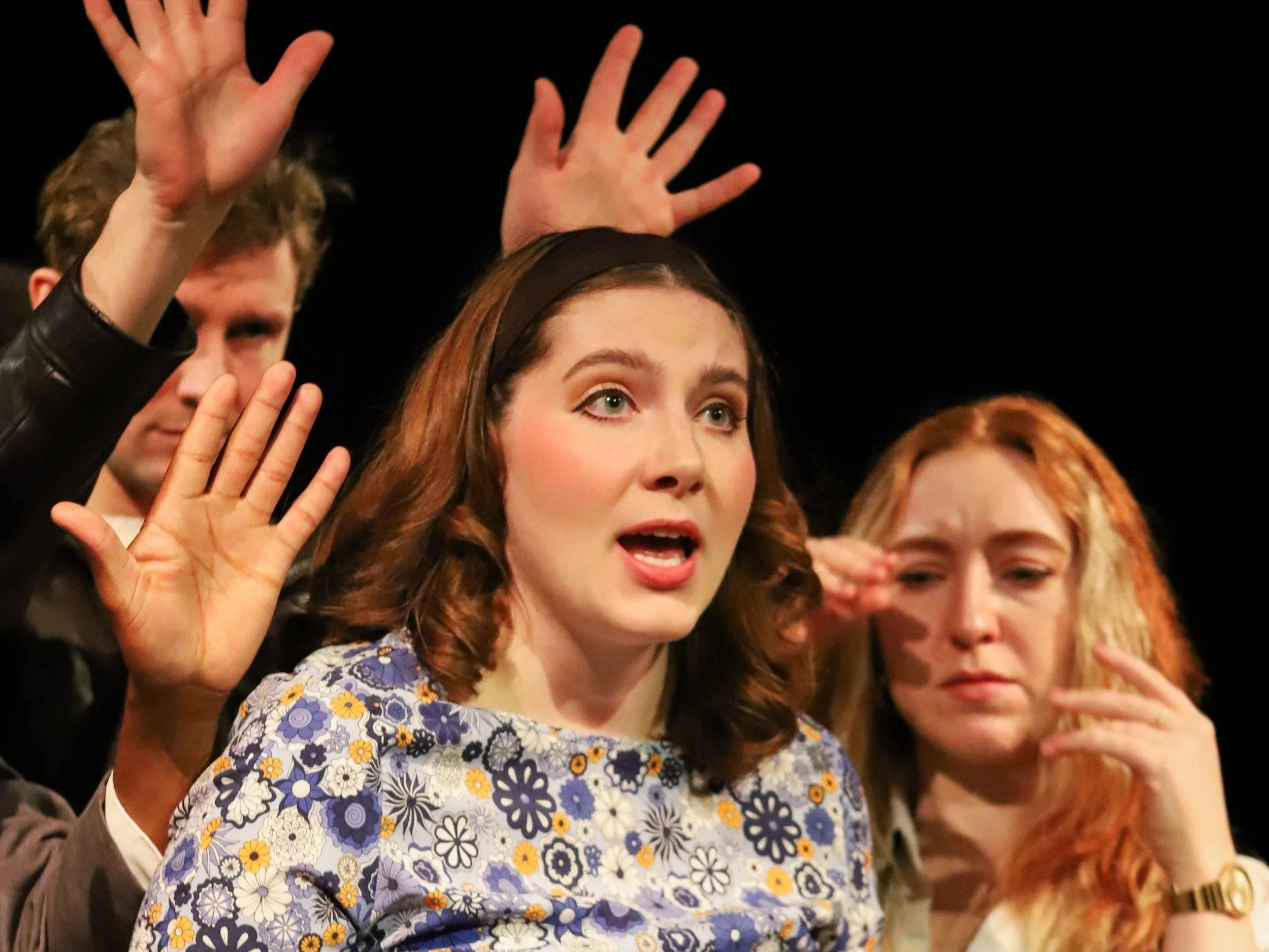 Tristan Moore as Chorus with members of the Ensemble of Antigone. Photo by Chloe McDonald. 