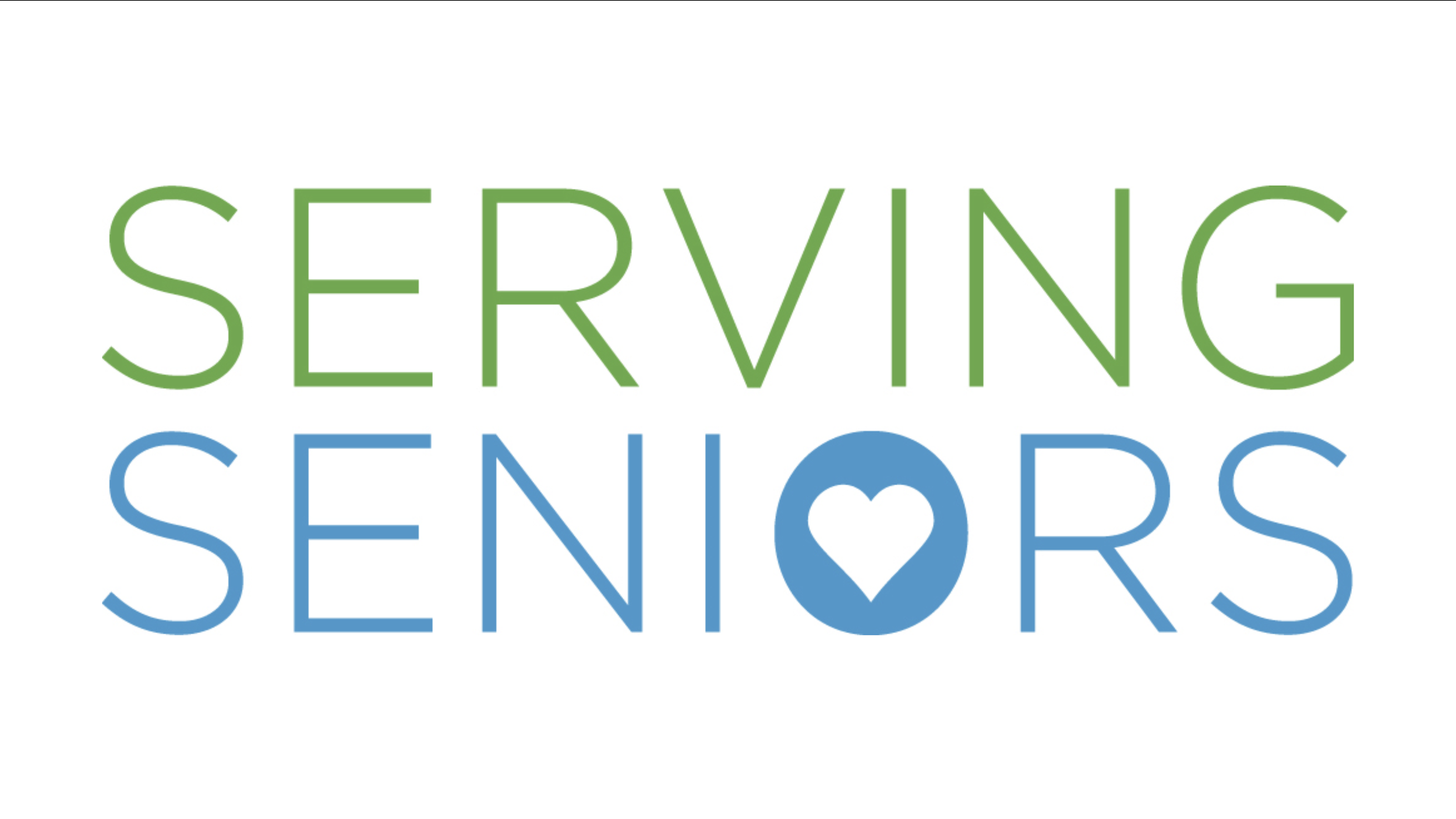 Serving Seniors logo with green and blue text, featuring a heart inside the letter 'O' in 'Seniors'.