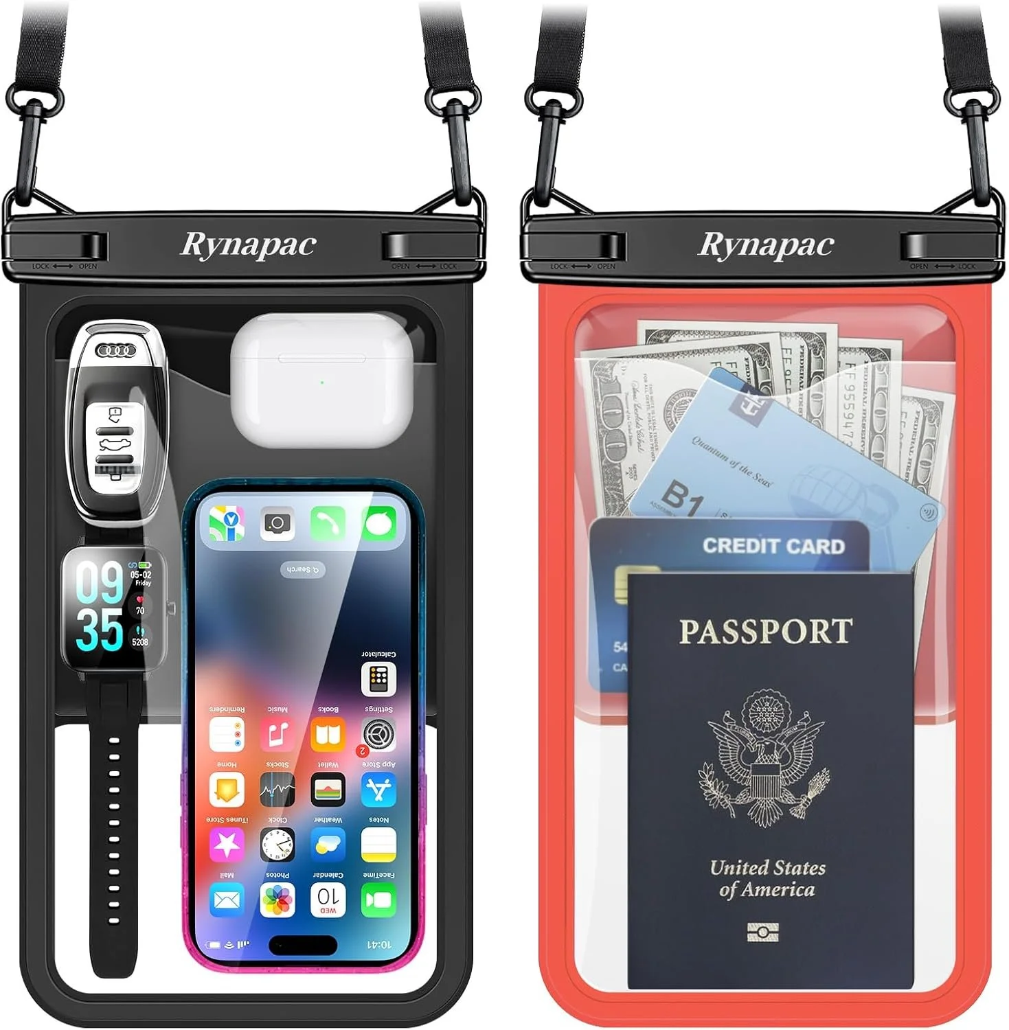 [Up to 10"] Large Waterproof Phone Pouch Bag - 2 Pack Waterproof Phone Case for iPhone 17 16 15 Pro Max Galaxy S25 S24 Ultra, IPX8 Cellphone Water...