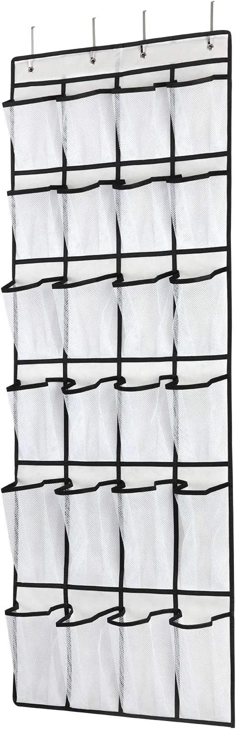 SAVERHO Over the Door Shoe Organizer, Hanging Shoe Organizer with 24 Mesh Large Pockets Door Shoe Rack Organizer for Men Women Kids Hanging Shoe Storage Bag...
