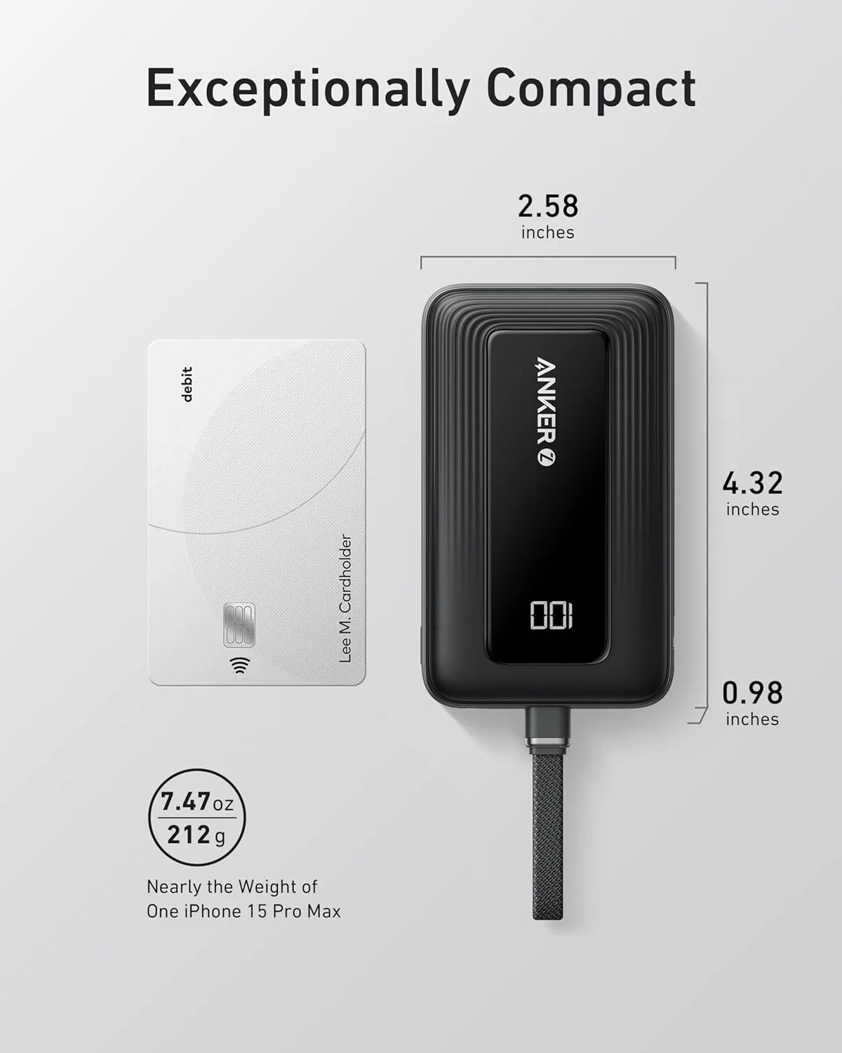 Anker Zolo Power Bank (2025 Upgraded Version), 20,000mAh 30W High-Speed Portable Charger with Built-in USB-C Cable, Battery Pack for iPhone 17/16 / 15...