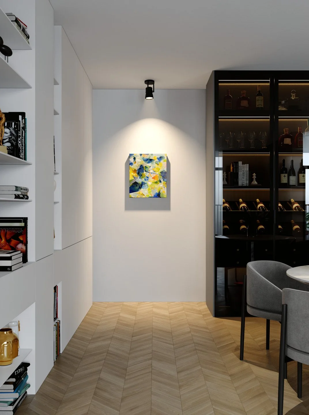 Dining area with a large wine cabinet-Spot Light.jpg