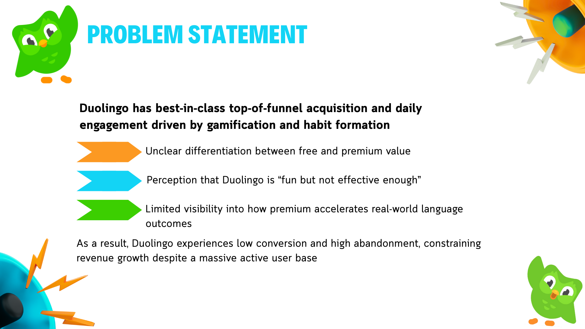 powerpoint presentation problem statement for duolingo premium