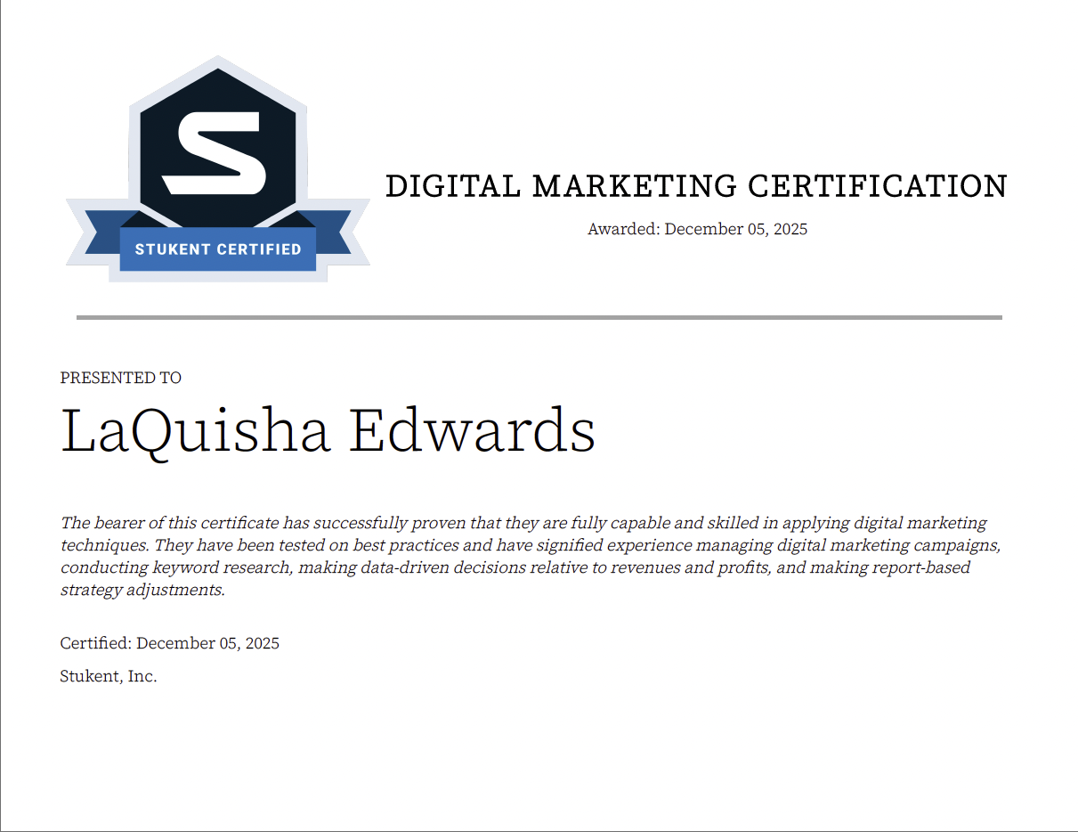 Stukent Certified - Digital Marketing Certificate